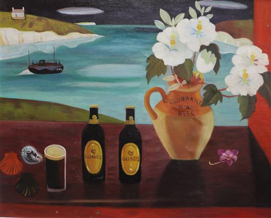 After Mary Fedden Still life with Guinness bottles 40 x 50cm